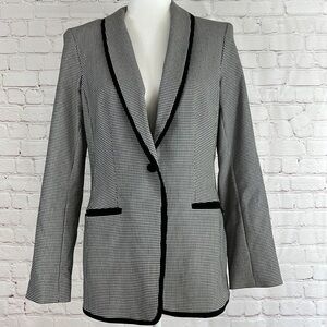 Calvin Klein Women’s Size 10 Lined Classic Blk/Wht Chk'd Single Button Blazer